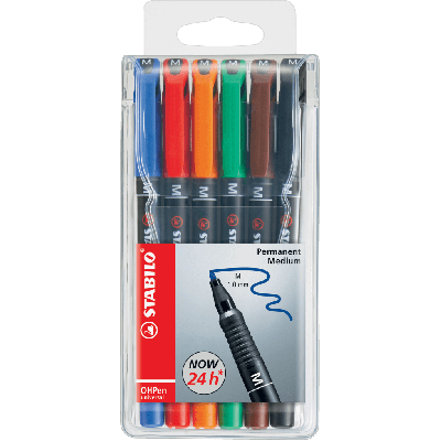 Film marker 1.0 mm M 6-piece set, permanent, OHPen Stabilo