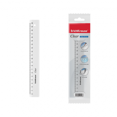 plastic ruler 20 cm CLEAR, in polybag