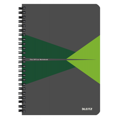 Notebook Leitz Office A5 Squared, wirebound with PP cover, Green