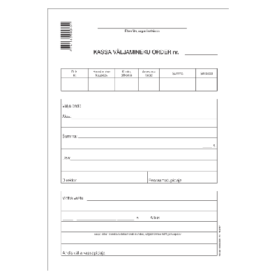 Väljaminekuorder, 100 lehte vertikaalne