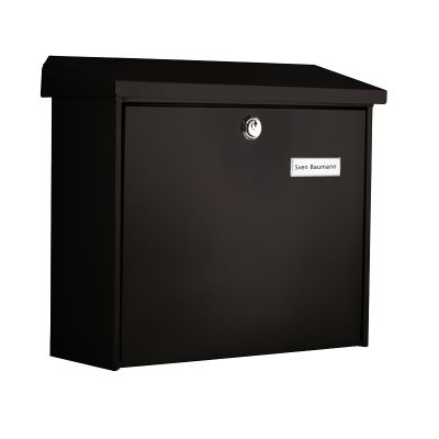 Postkast COMFORT nimesildihoidjaga L38xK34x14,8cm/galvaniseeritud metall+värv/must