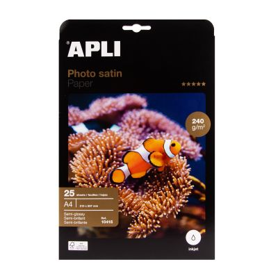 Fotopaber A4 Apli, 240g Photosatin poolmatt , 25lehte pakis, tindiprinterile