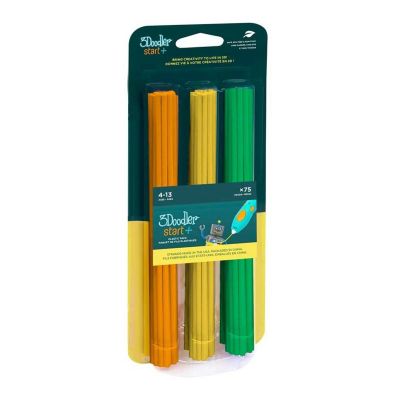 Täiteplastik 3D-pliiatsile Start+, 75tk/pk (oranž, kollane, roheline)