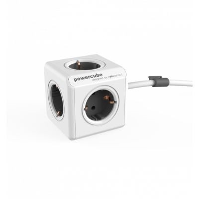 Extension cord 1.5 meters allocacoc PowerCube Original Gray, 5 sockets, earthed, Mounting Dock