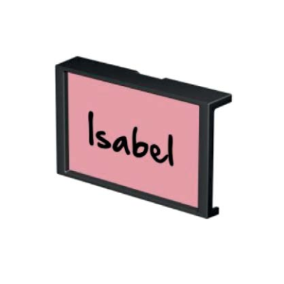 Me-Clips label holder for InfoRail ArtiTeq strip, size 72x42mm / black plastic frame + transparent cover, 1 pc
