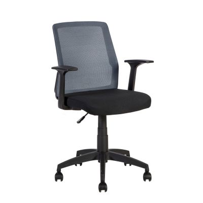 Office chair with ALPHA armrests, backrest 21141, / max 120kg / gray backrest + black seat + black footrest