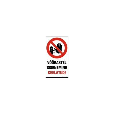 Safety sign No strangers allowed, picture with text - sticker 195x110mm