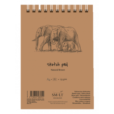 Drawing block A5 135gsm, 80 sheets, spiral bound, recycled, SMLT