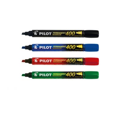 Marker permanent Pilot 400 - FINE 4 mm with cut end -4 colors / set
