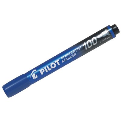 Marker permanent Pilot 100 - FINE with 1 mm taper tip - blue oil based