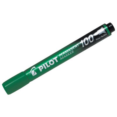 Marker permanent Pilot 100 - FINE with 1 mm taper tip - green on oil base