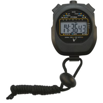 Stopwatch for school use, 7-digit number display, 1/100 s, splash-proof