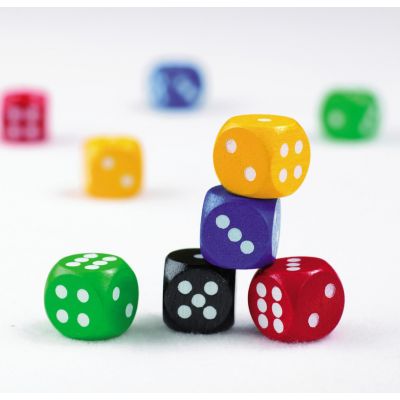 Dice, colored, 16 x16 mm, 20 pcs