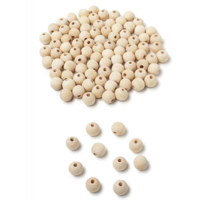 Wooden beads, D 15 mm, hole 4 mm, 100 pcs