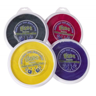Stamp pad large, D 13 cm, 4 pcs., yellow, red, blue, green