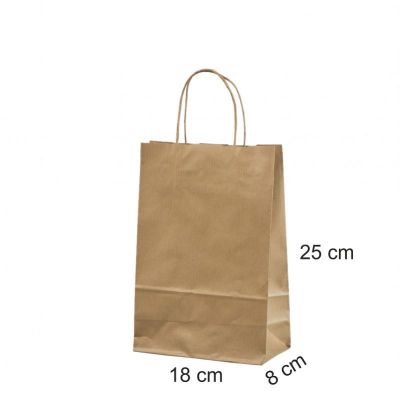 Gift bag with cord handles 18x8x25 eco, brown