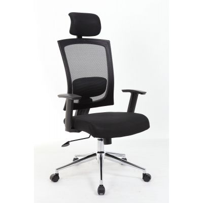 Office chair MADISON 5192 with headrest, black mesh backrest / black mesh fabric + chrome. jalarist