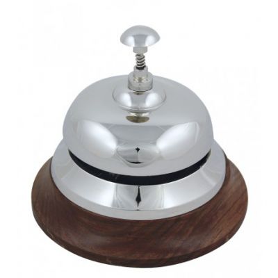 Desk Bell, brass with wooden base, Ø: 13cm