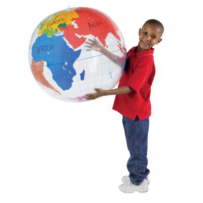Inflatable globe, D68 cm, transparent PVC, comes with a string for hanging