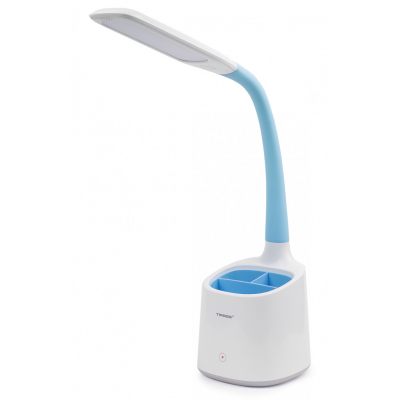 Luminaire TIROSS TS-1809 white / blue, with stationery holder, 60 SMD LED touch screen, 6W 100-240V, 360L