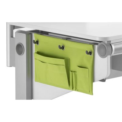 Accessory pocket Utensilo 788347 hanging on the side of MOLL desks / green textile + hooks