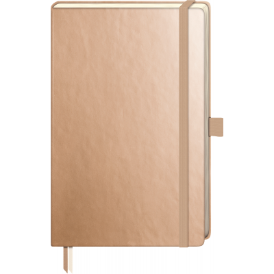 Notebook A5 dotted, gold-coloured, elastic closure strap