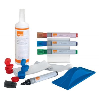 Valgetahvli tarvikukomplekt NOBO Whiteboard User Kit (4 markerit ja magnethoidja, magnetiga kustutaja, magnetid, puhastusvahend 125ml)