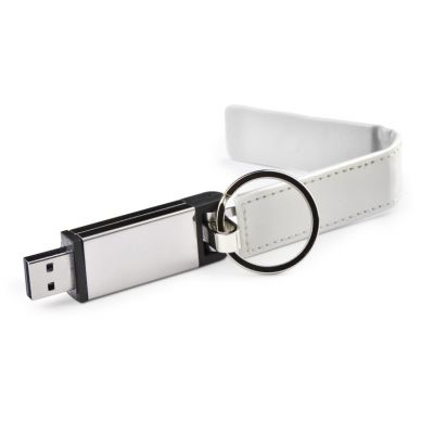 USB flash drive BUDVA 32 GB metal and leather, white