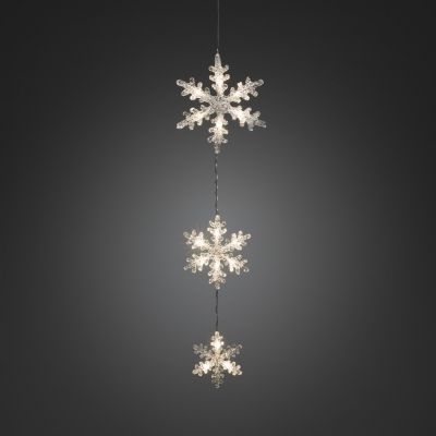 Acrylic snowflake set, L-60cm, 21/17 / 13cm, hanging