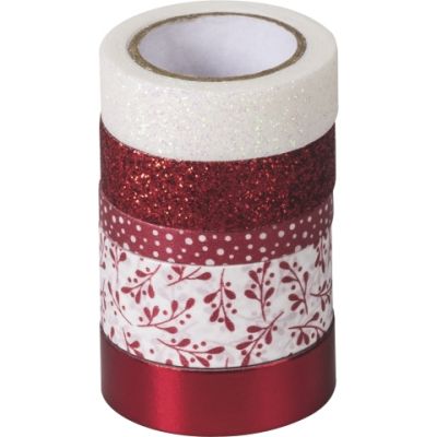 Deco tapes Effect Mix roll width 0,6cm-1,8cm, length 2m-6,5m red