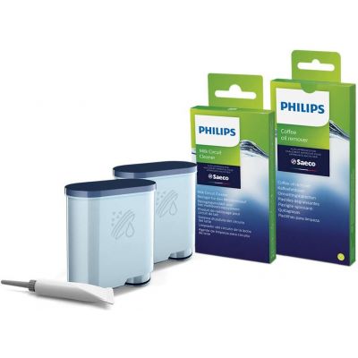 Puhastuskomplekt Philips Saeco CA6707 hoolduskomplekt (2 AquaClean filtrit, puhastustabletid, piimas.puhast., määre) EP3551, HD8977, LatteGo