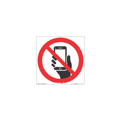 Ohutus - silt Mobiiltelefonide kasutamine keelatud, kleebis, 15x15cm