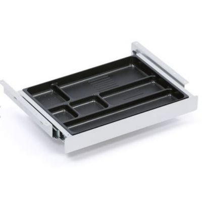 Table drawer L-380 xS-260x K40mm + plastic. pencil case / aluminum gray metal
