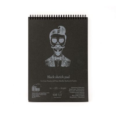 Drawing block A5 black paper165gsm, 20 sheets, spiral binding, SMLT