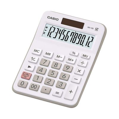 Desktop calculator Casio MX-12B white 12-digit, standard and solar battery, Standard logic