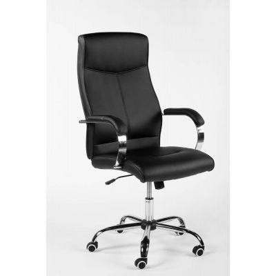 Executive chair SHELTON 5196, black imitation leather PU / load capacity up to 130kg / base metal, chrome