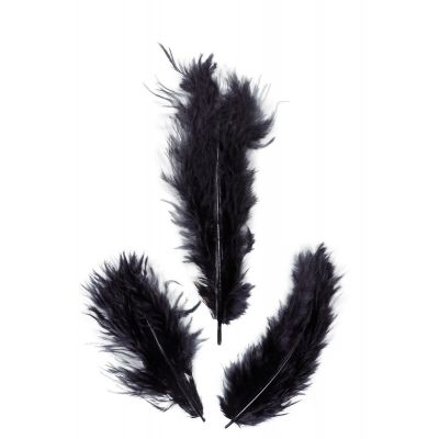 Handmade feathers, length 8 -10 cm, 20g, about 100 pcs, black