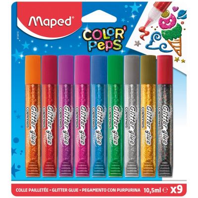 Glitter glue 9x10,5ml, Maped