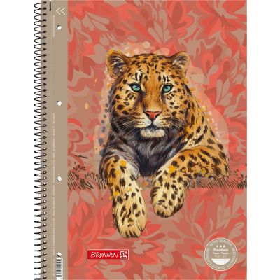 Folder A4 80l 90g/m2 lined, Safari World, spiral binding, tear-off pages, Brunnen