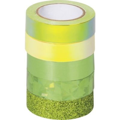 Deco tapes Effect Mix Basic green, 4 rolls 5 m x 12 mm, 1 glitter roll 2 m x 12 mm