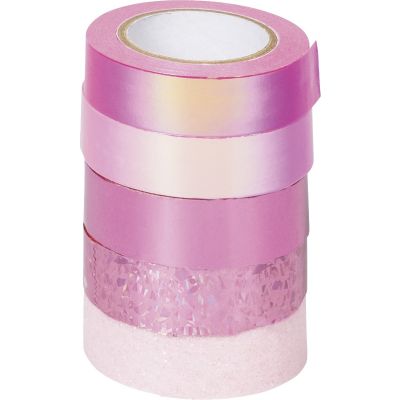 Deco tapes Effest Mix Basic pink, 4 rolls 5 m x 12 mm, 1 glitter roll 2 m x 12 mm