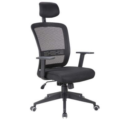 Office chair EDISON 5193 with headrest, reg. armrests, black backrest / black mesh + black footrest