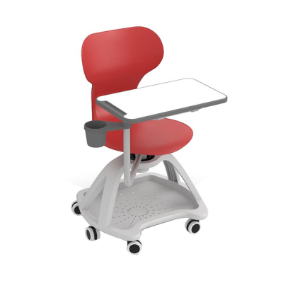 Multifunktsionaalne õpilastool MIA Table, punane, pööratav laud, topsihoidja, hoiualus, rattad.
