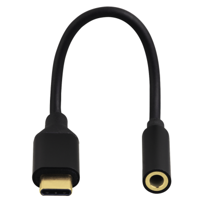Adapter USB-C pistik - 3.5mm 4-pin Stereo Must, audio peakomplekti pesa, USB-C pesaga nutiseadme ühendamiseks kõrvaklappidega