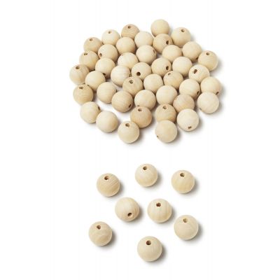 Wooden pearls, 25 mm, hole 5 mm, rough, 50 pcs