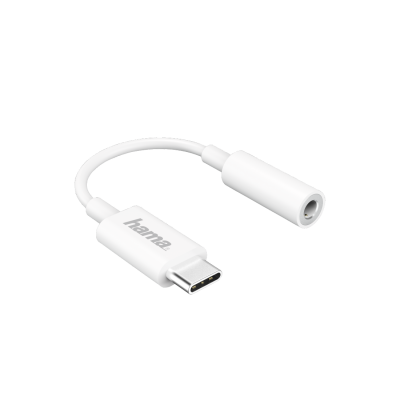 Adapter USB-C connector - 3.5mm 4-pin Stereo White, audio headphone jack, USB-C connector for connecting a smart device to headphones