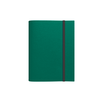 Book calendar MINISTER FLEX Week H dark green, A5 spiral binding, rubber strap, weekly content, faux leather cover