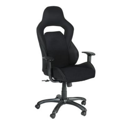 Office chair COMFORT with headrest, reg. armrests 24575 / max 120kg / black fabric + black plastic, kr