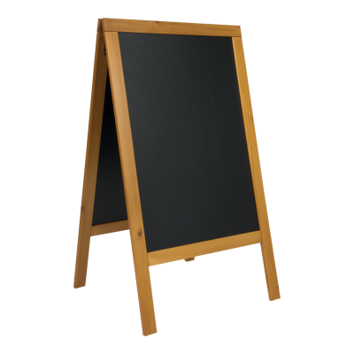 Chalk board black A-shaped SECURIT Duplo, K-125x60x68,5cm / teak wood frame