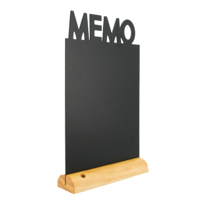 Table board SECURIT Silhouette Memo, black, H-34.5x21x6cm / nat. wooden base